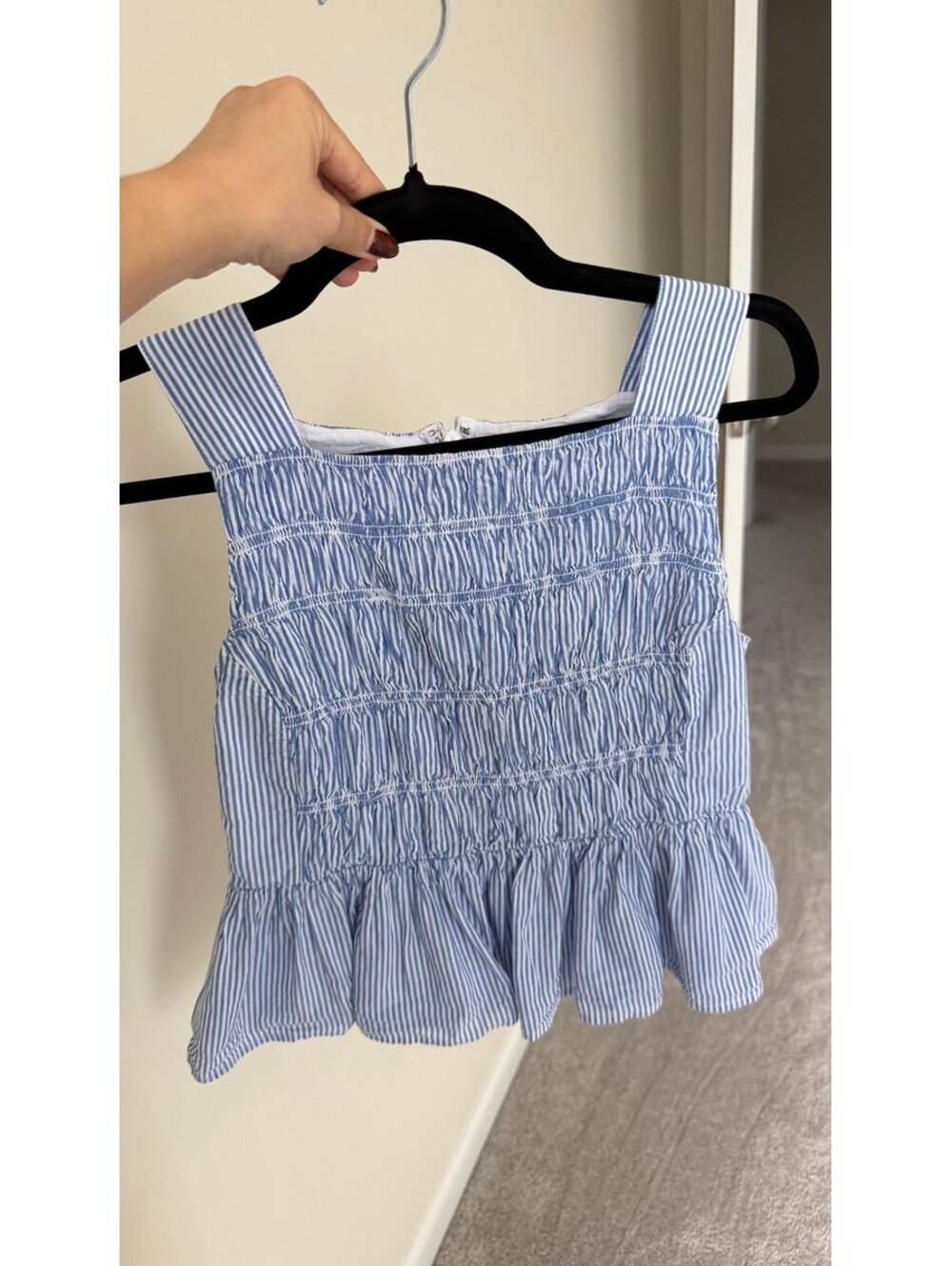 J.crew Striped smocked top